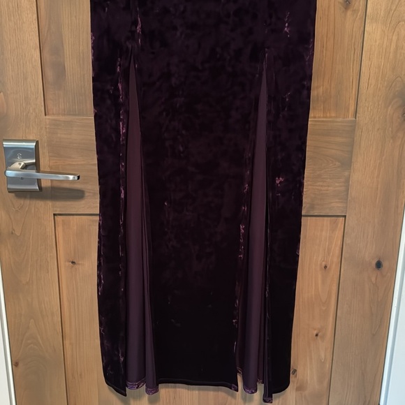 Calvin Klein Crushed Velvet Maxi Evening Gown Womens 14 Purple Festive Party - Picture 7 of 11